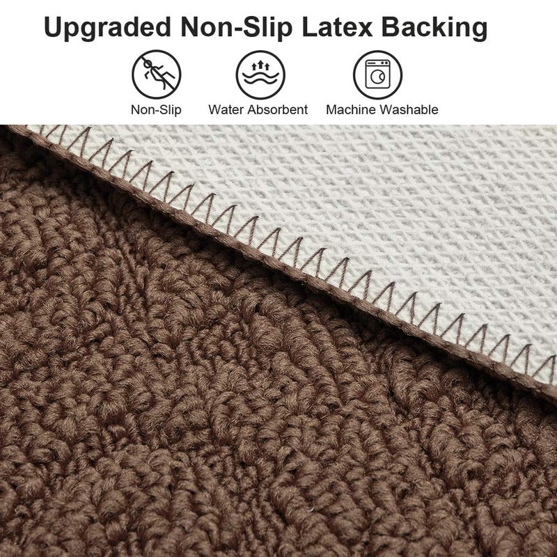 VANZAVANZU Kitchen Rugs, 2 Pack 31"x19" Kitchen Mats, Half Moon Round Kitchen Rugs Carpet, Designed in Latex Anti Skid Absorbent and Machine Washable for Kitchen Doorway Bathroom Floors (Coffee) - Image 5